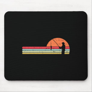 Mann fischen Sunset Retro Angler Fischer Angler Mousepad