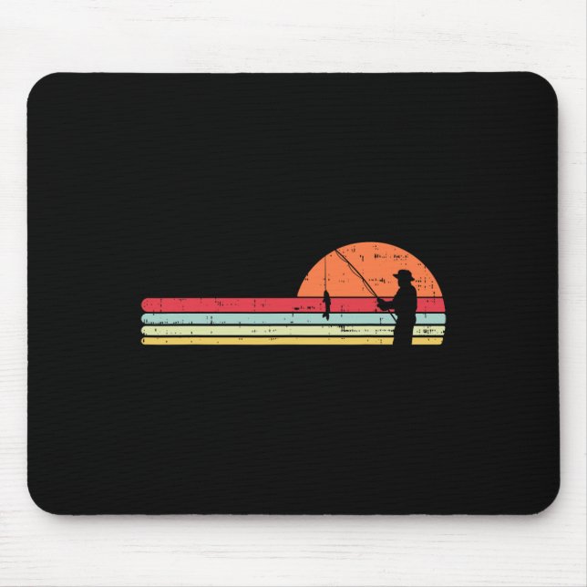 Mann fischen Sunset Retro Angler Fischer Angler Mousepad (Vorne)