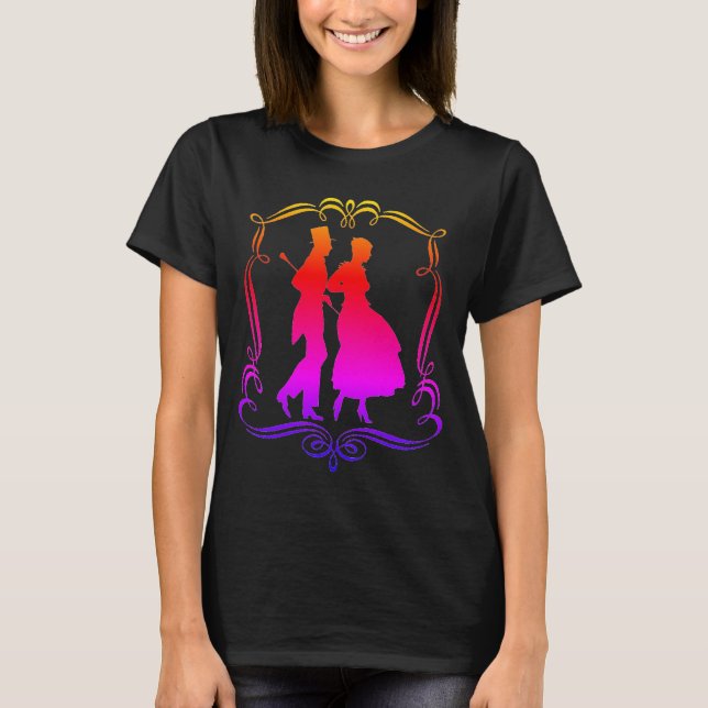 Mann Frau formale Kleidung Silhouette Regenbogen T-Shirt (Vorderseite)
