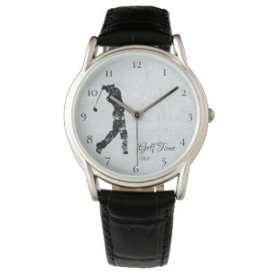 *~* Mann-Golfspieler-Golfplatz-Baum-Teich-Golf Armbanduhr