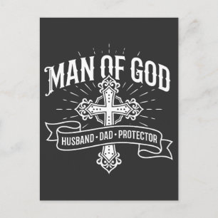 Mann Gottes Ehemann Vater Beschützer Shirt Christl Postkarte