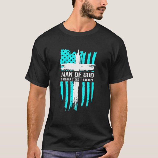 Mann Gottes Ehemann Vater Großvater Amerikanische  T-Shirt (Vorderseite)