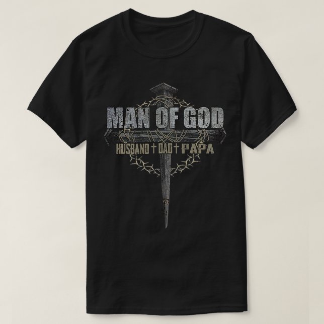Mann Gottes Ehemann Vater Papa Christlicher Kreuzv T-Shirt (Design vorne)