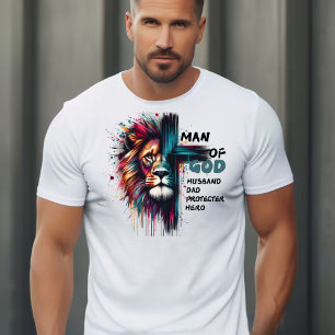 Mann Gottes Löwenkreuz Vatertagsgeschenk T-Shirt