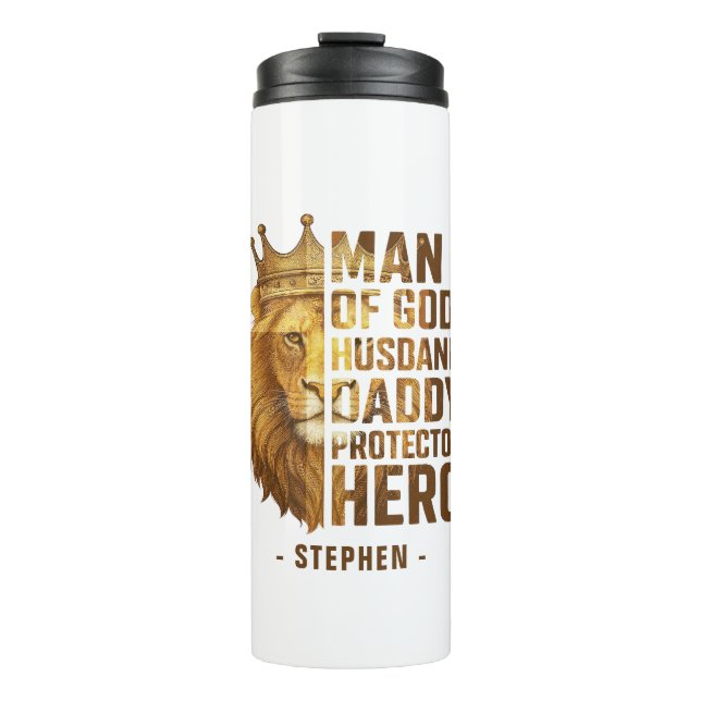 Mann Gottes Löwenkronendesign - Mann, Papa Thermosbecher (Vorderseite)