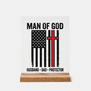 Mann Gottes Patriotisches Kreuz Christliches T-Shi Acrylschild