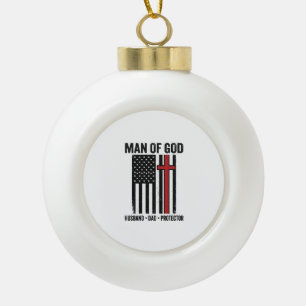 Mann Gottes Patriotisches Kreuz Christliches T-Shi Keramik Kugel-Ornament