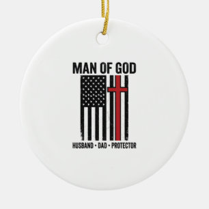 Mann Gottes Patriotisches Kreuz Christliches T-Shi Keramik Ornament