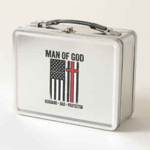 Mann Gottes Patriotisches Kreuz Christliches T-Shi Metall Brotdose