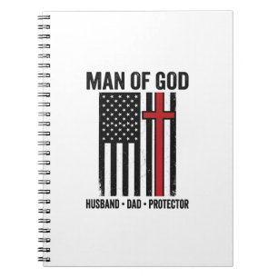 Mann Gottes Patriotisches Kreuz Christliches T-Shi Notizblock