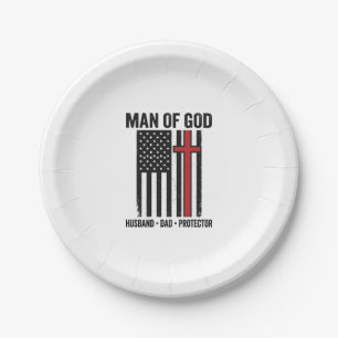 Mann Gottes Patriotisches Kreuz Christliches T-Shi Pappteller