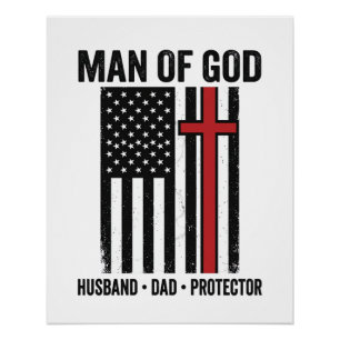 Mann Gottes Patriotisches Kreuz Christliches T-Shi Poster