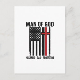 Mann Gottes Patriotisches Kreuz Christliches T-Shi Postkarte