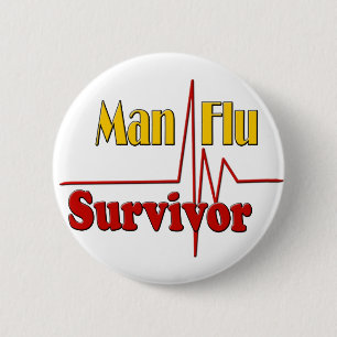 Mann-Grippe-Überlebend-Thema Button