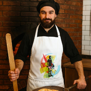 Mann hebt Gewicht Schürze