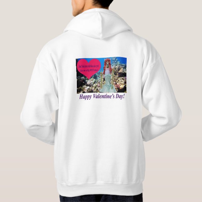 Mann hoodie Happy Valentine's Day. Doe/Meerjungfra (Rückseite)