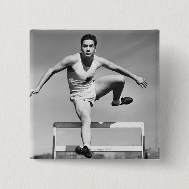 Mann Hurdling Button (Vorderseite)