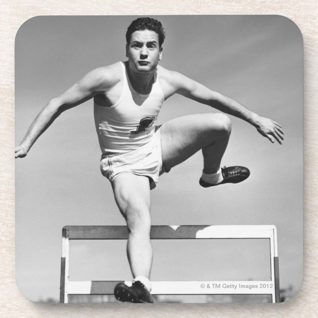 Mann Hurdling Untersetzer (Vorderseite)