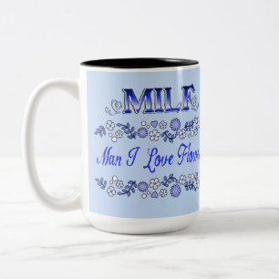 Mann I Liebe Blume Blauer Text 2 Zweifarbige Tasse