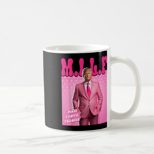 Mann I Liebe Felons Funny Pink Trump 2024 für Präs Kaffeetasse (Rechts)