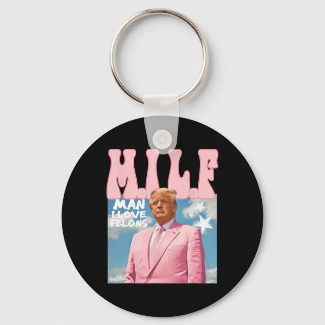 Mann I Liebe Felons Funny Trump Pink 2024 für Präs Schlüsselanhänger (Vorderseite)