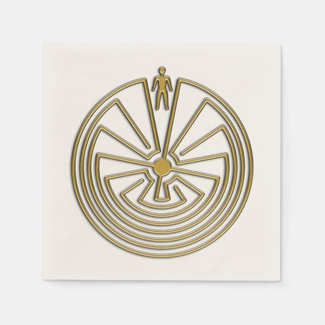 MANN IM MAZE Gold + Ihr Hintergrund Serviette (Vorderseite)