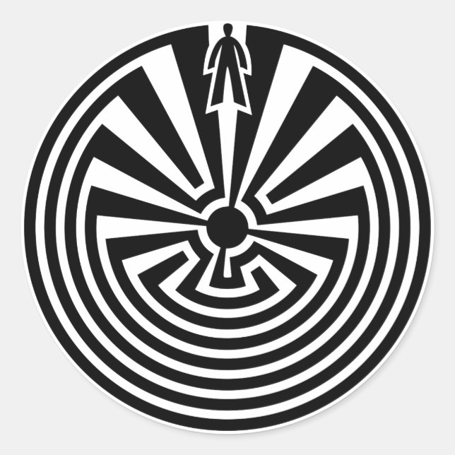 Mann im Maze, Indianer, Itoi, Papago Runder Aufkleber (Vorderseite)
