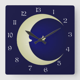 Mann im Mond 13 Stunden-Uhr Quadratische Wanduhr