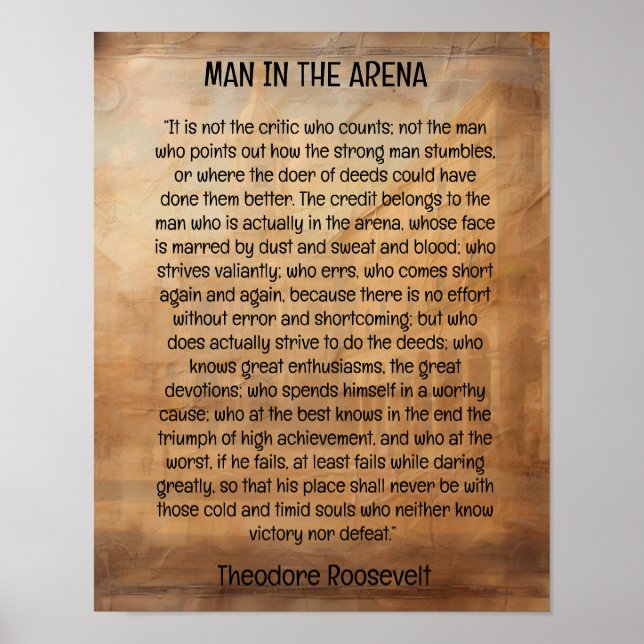 Mann in der Arena — Theodore Roosevelt Poster (Vorne)