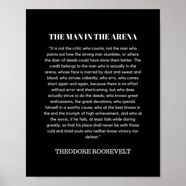 Mann in der Arena Theodore Roosevelt Poster (Vorne)