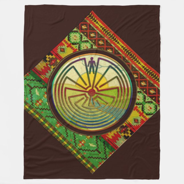 MANN IN DER LABYRINTH-Landschaft + Ihr Hintergrund Fleecedecke (Vorderseite)