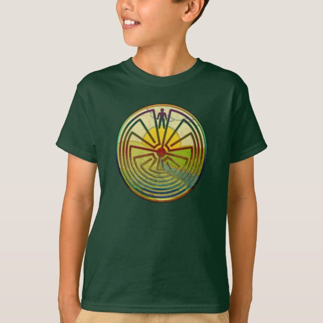 MANN IN DER LABYRINTH-Landschaft + Ihr Hintergrund T-Shirt (Vorderseite)