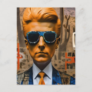 Mann in einer verfallenden Gesellschaft Postkarte