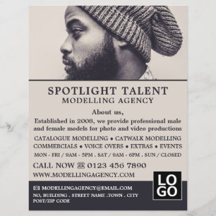 Mann in Hut, Modellieragentur, Model Agent Advert Flyer