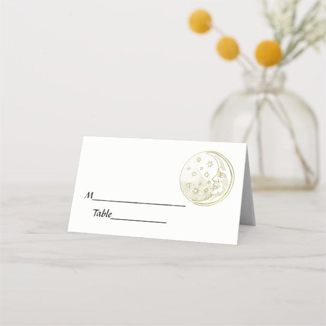 Mann in Moon Stars Gold-Escortkarten-Platzkarten Platzkarte (Rückseite)