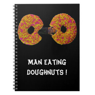 Mann isst Donuts !  Notizbuch Notizblock