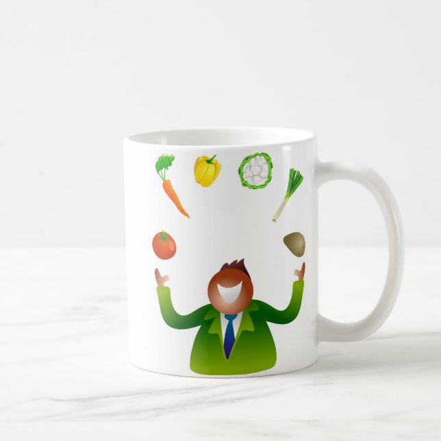 Mann-jonglierendes Gemüse Kaffeetasse (Rechts)