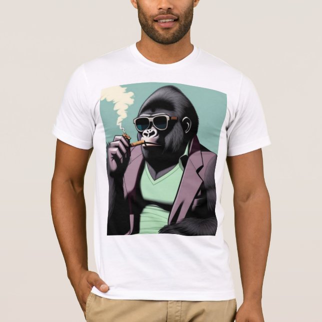 Mann Kleidung, Gorilla mit Sonnenbrille rauchen T-Shirt (Vorderseite)