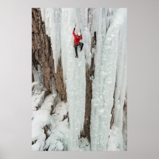 Mann klettert Eis, Colorado Poster (Vorne)