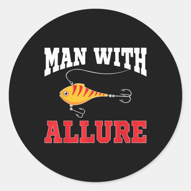 Mann mit anregendem Fischfang T - Shirt Runder Aufkleber (Vorderseite)