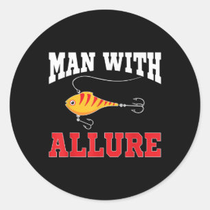 Mann mit anregendem Fischfang T - Shirt Runder Aufkleber
