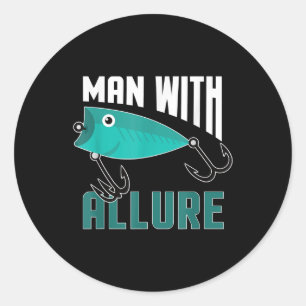 Mann mit anregendem Fischfang T - Shirt Runder Aufkleber