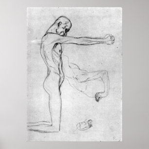 Mann mit ausgestreckten Armen von Gustav Klimt Poster