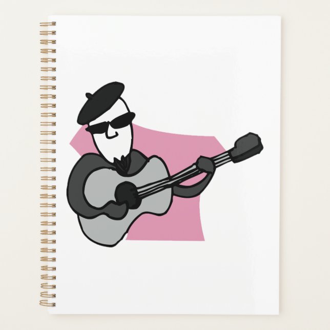 Mann mit Barett, der akustische Gitarre spielt Planer (Vorderseite)