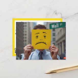 Mann mit Besorgnis Zeichnend Gesicht an der Wall S Postkarte
