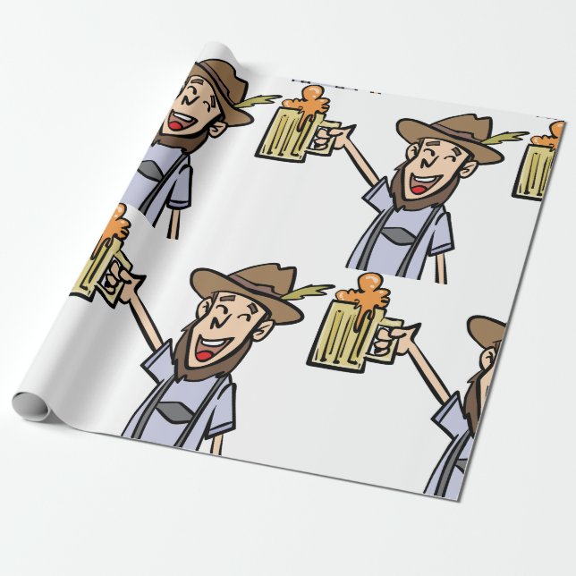 Mann mit Bier Geschenkpapier (Ungerollt)