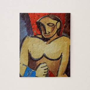 Mann mit blauem Handtuch,