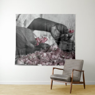 Mann mit Blume Wandteppich