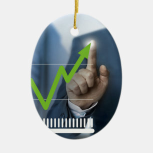 Mann mit Börsenkurs Touchscreen-Konzept Keramik Ornament