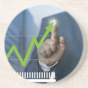 Mann mit Börsenkurs Touchscreen-Konzept Sandstein Untersetzer